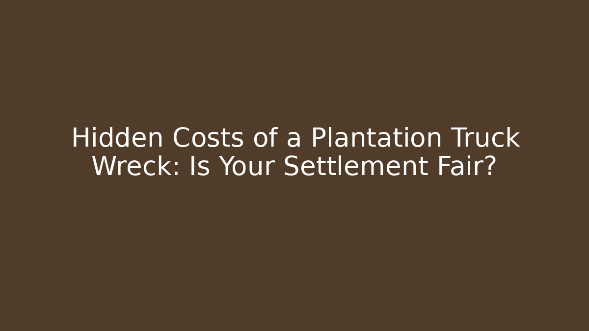 Hidden Costs of a Plantation Truck Wreck: Is Your Settlement Fair?