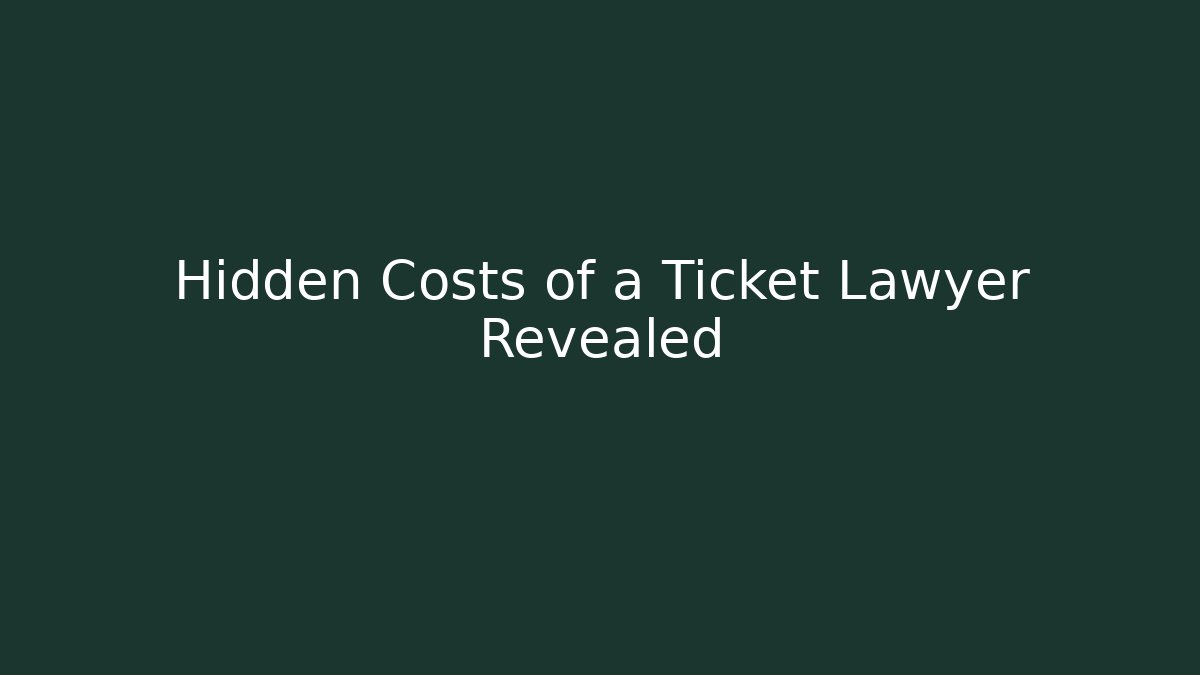 Hidden Costs of a Ticket Lawyer Revealed