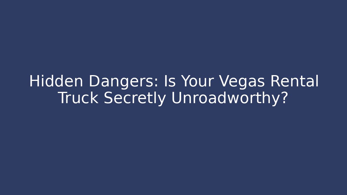 Hidden Dangers: Is Your Vegas Rental Truck Secretly Unroadworthy?