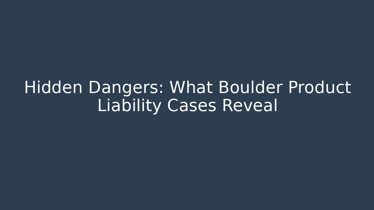Hidden Dangers: What Boulder Product Liability Cases Reveal