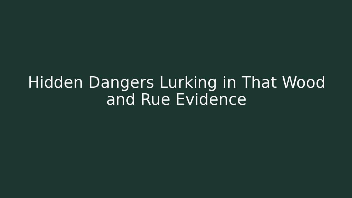 Hidden Dangers Lurking in That Wood and Rue Evidence