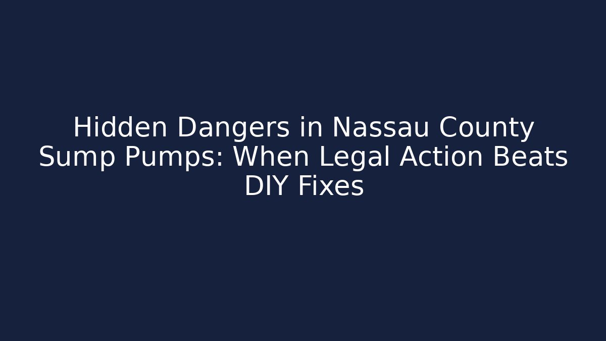 Hidden Dangers in Nassau County Sump Pumps: When Legal Action Beats DIY Fixes