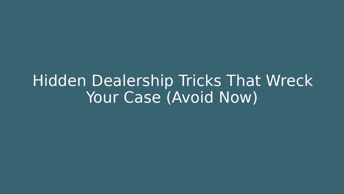 Hidden Dealership Tricks That Wreck Your Case (Avoid Now) - WealthxGroup
