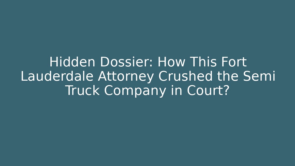 Hidden Dossier: How This Fort Lauderdale Attorney Crushed the Semi Truck Company in Court?