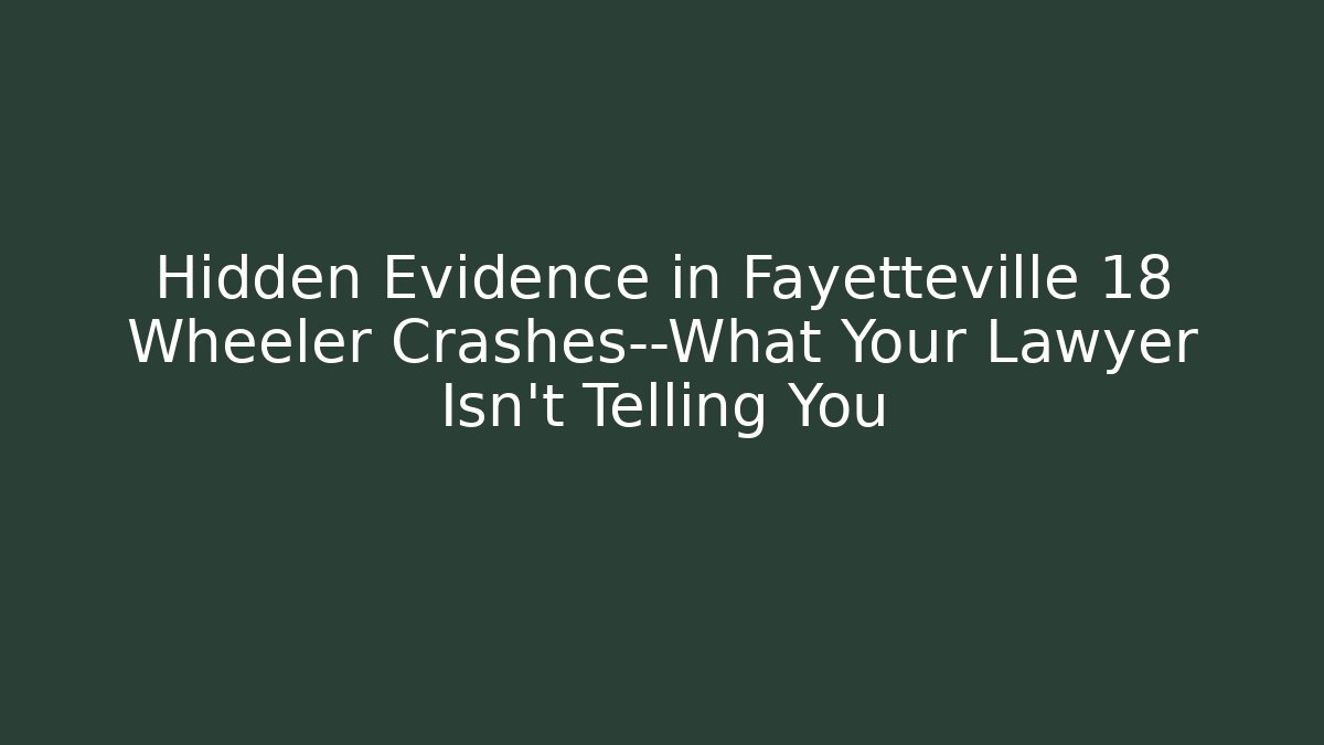 Hidden Evidence in Fayetteville 18 Wheeler Crashes—What Your Lawyer Isn’t Telling You