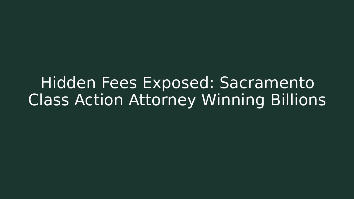 Hidden Fees Exposed: Sacramento Class Action Attorney Winning Billions