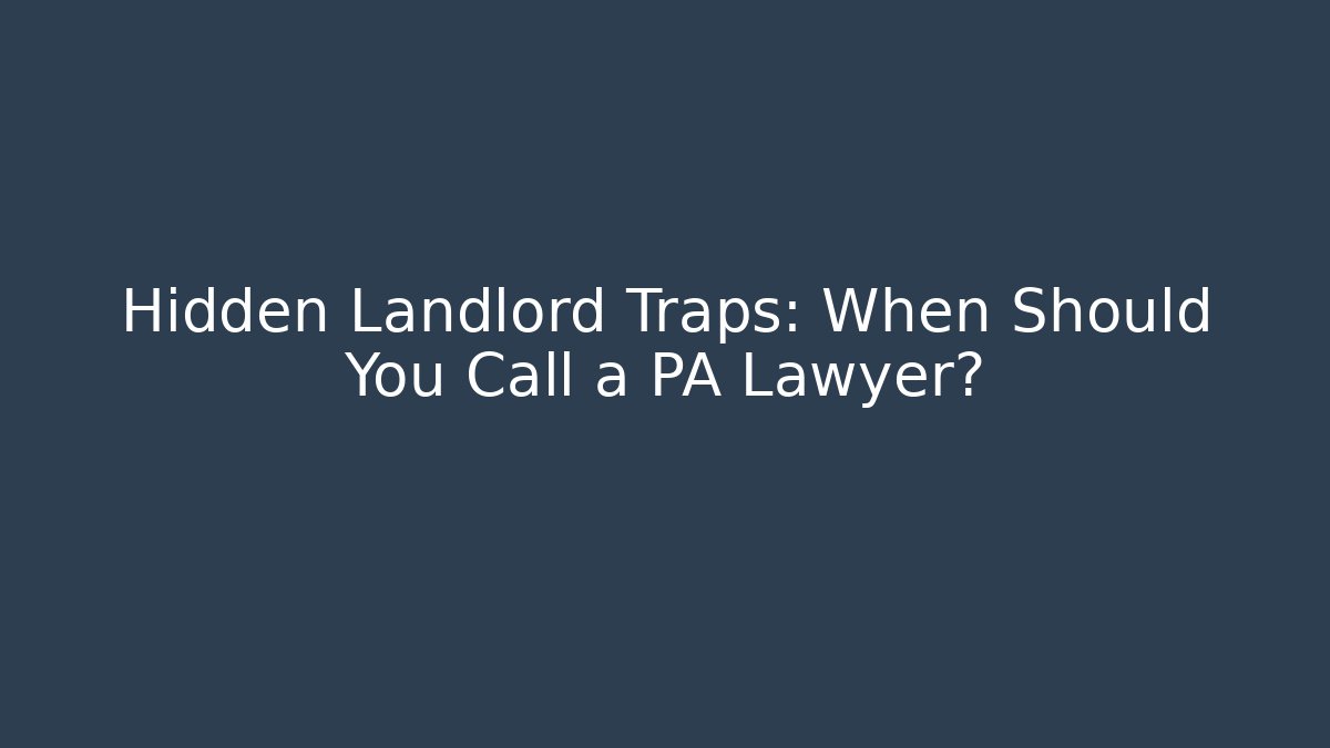 Hidden Landlord Traps: When Should You Call a PA Lawyer?