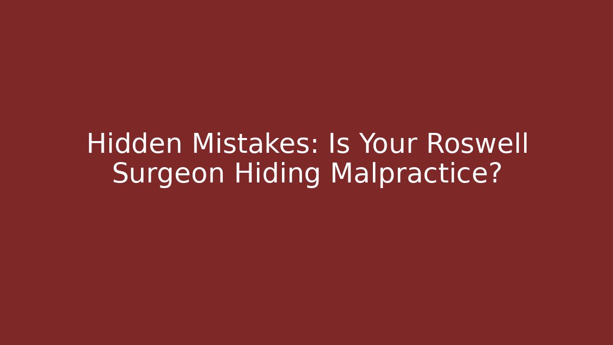 Hidden Mistakes: Is Your Roswell Surgeon Hiding Malpractice?
