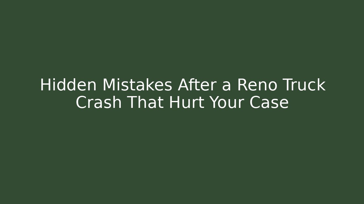 Hidden Mistakes After a Reno Truck Crash That Hurt Your Case