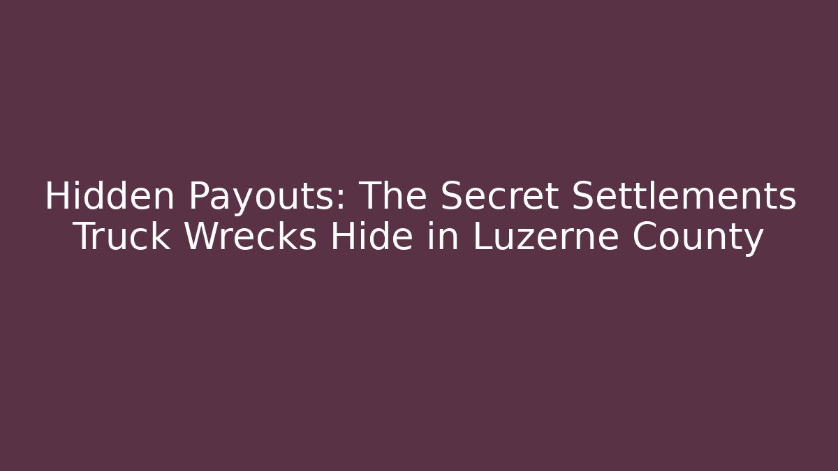 Hidden Payouts: The Secret Settlements Truck Wrecks Hide in Luzerne County