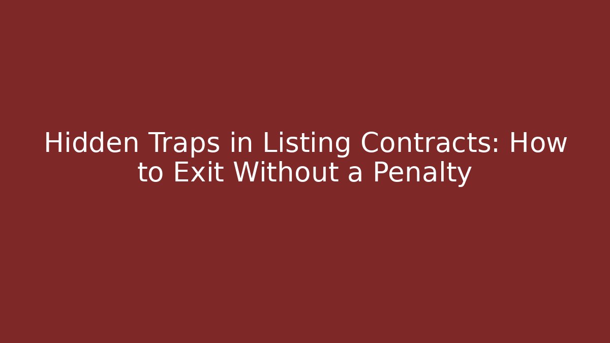 Hidden Traps in Listing Contracts: How to Exit Without a Penalty - WealthxGroup