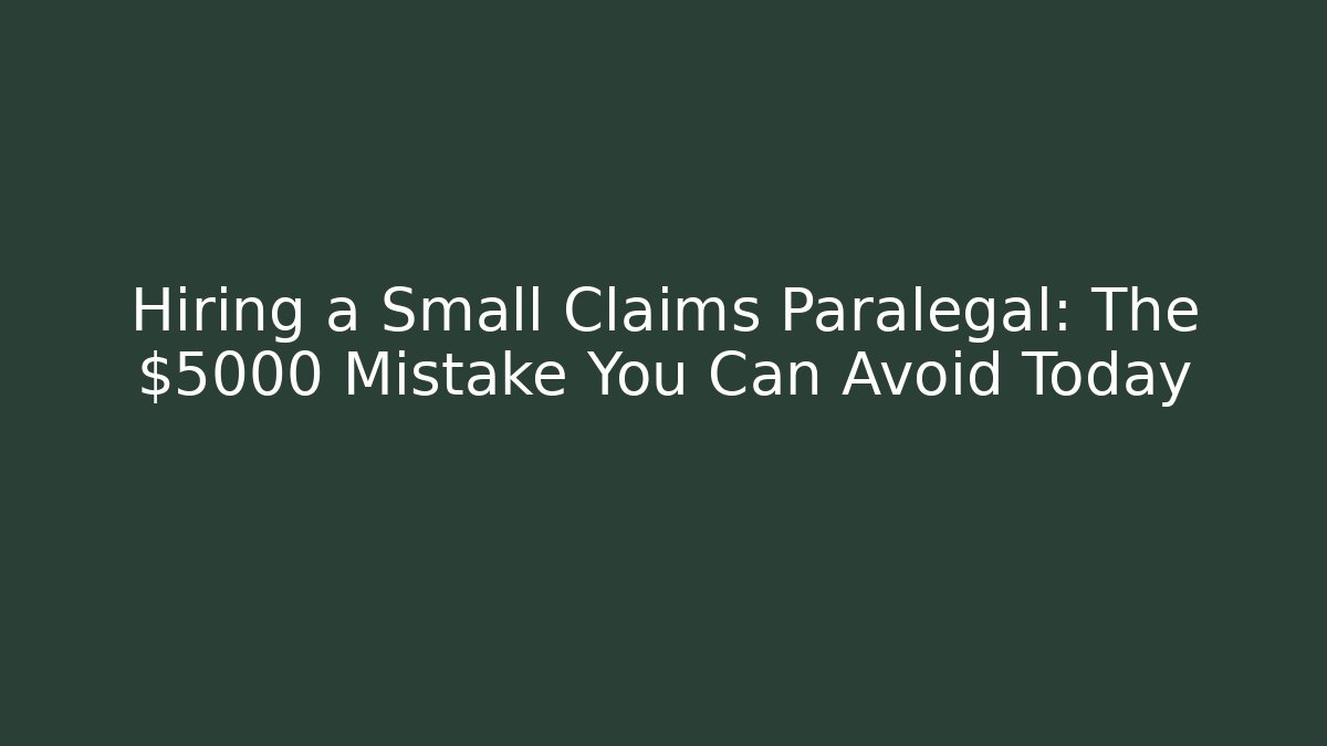 Hiring a Small Claims Paralegal: The $5000 Mistake You Can Avoid Today