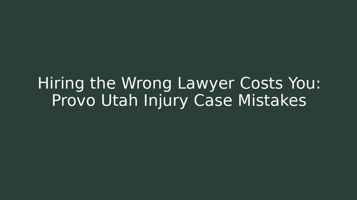 Hiring the Wrong Lawyer Costs You: Provo Utah Injury Case Mistakes