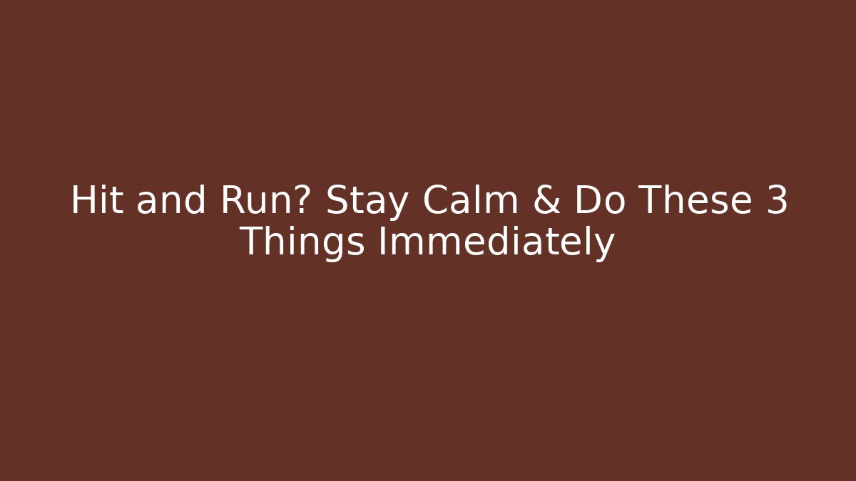 Hit and Run? Stay Calm & Do These 3 Things Immediately