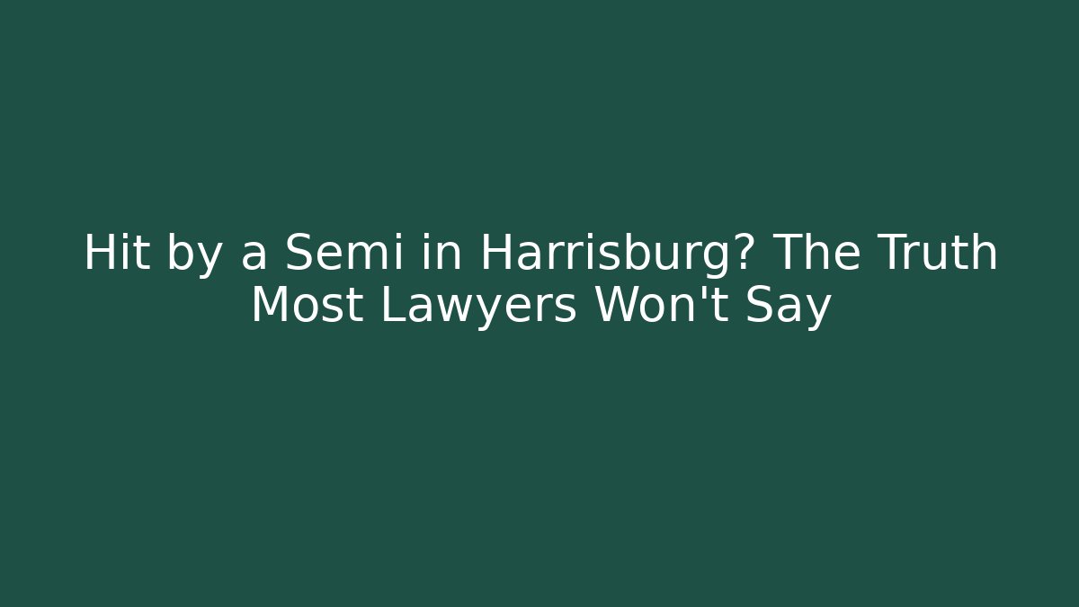 Hit by a Semi in Harrisburg? The Truth Most Lawyers Won’t Say