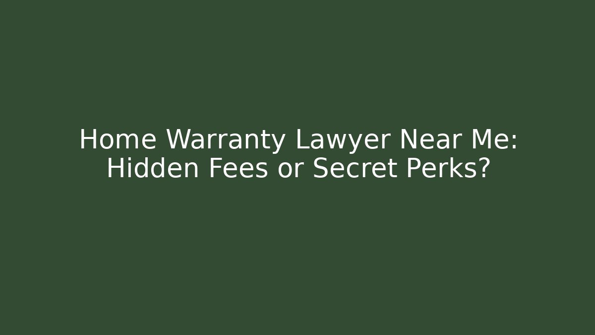 Home Warranty Lawyer Near Me: Hidden Fees or Secret Perks?