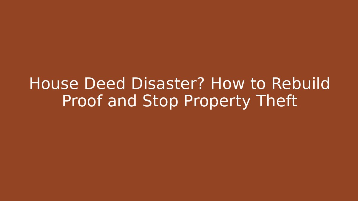 House Deed Disaster? How to Rebuild Proof and Stop Property Theft