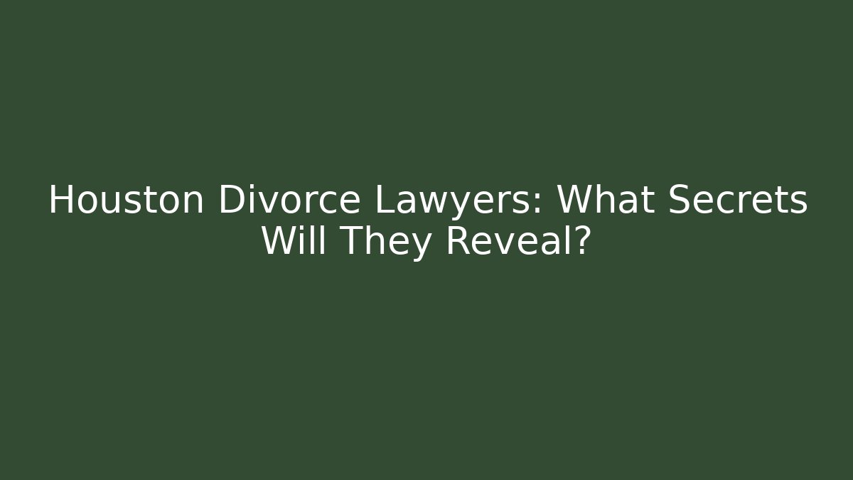 Houston Divorce Lawyers: What Secrets Will They Reveal?
