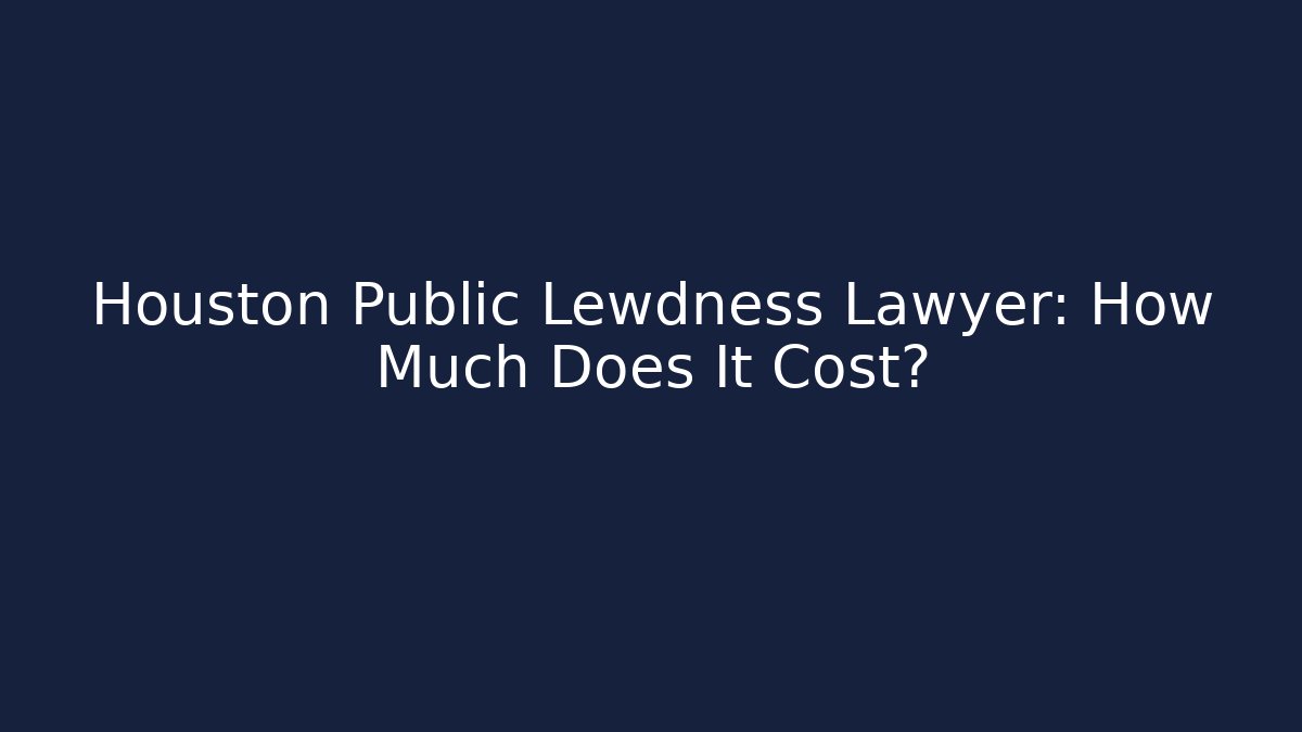 Houston Public Lewdness Lawyer: How Much Does It Cost?