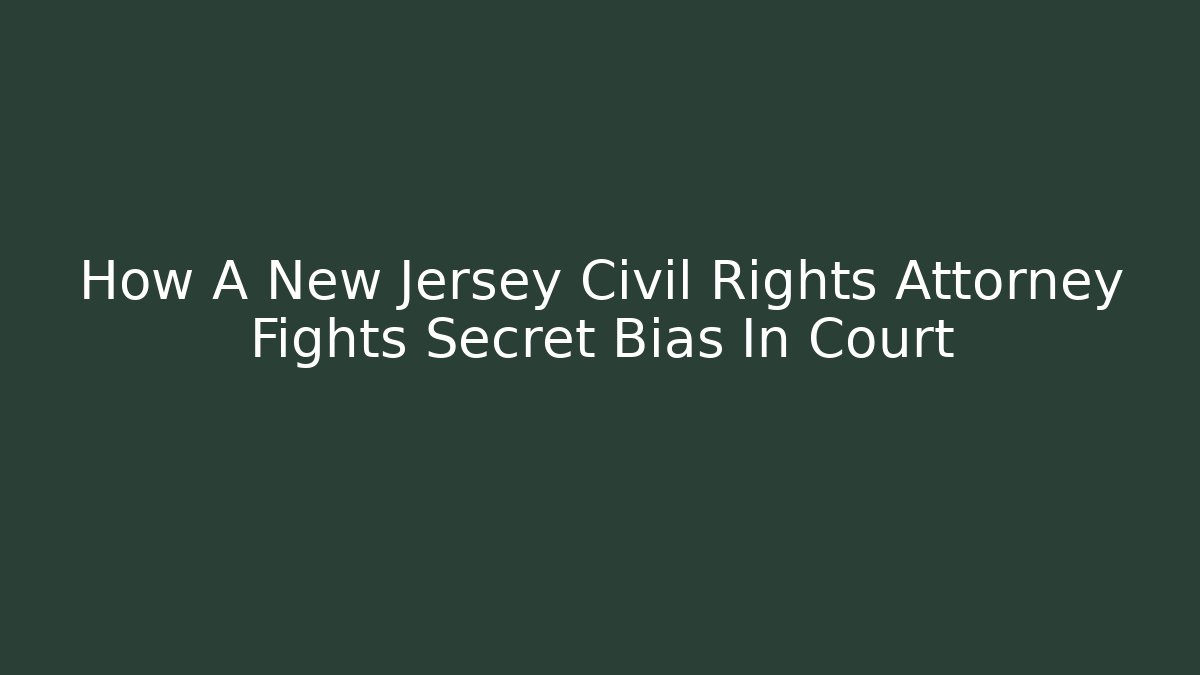 How A New Jersey Civil Rights Attorney Fights Secret Bias In Court