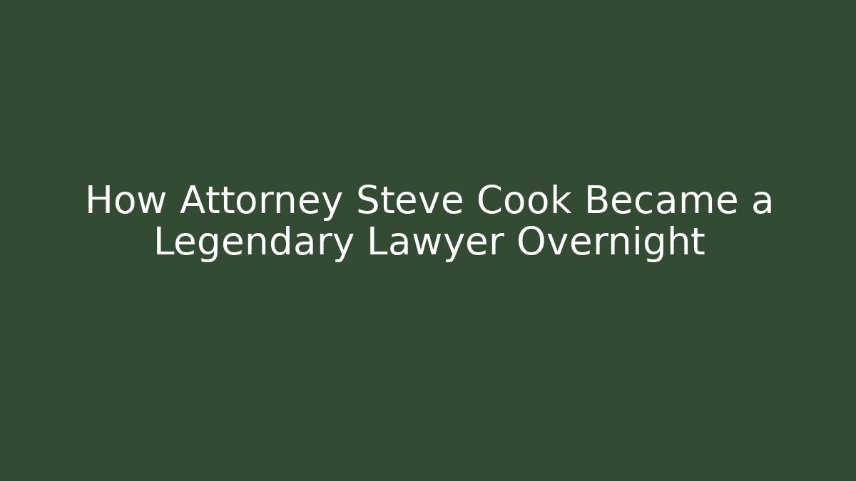 How Attorney Steve Cook Became a Legendary Lawyer Overnight