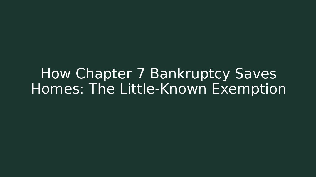 How Chapter 7 Bankruptcy Saves Homes: The Little-Known Exemption