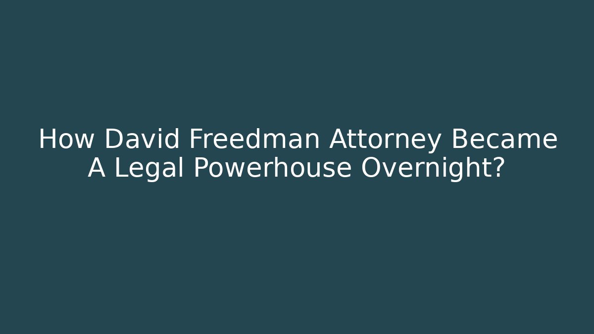How David Freedman Attorney Became A Legal Powerhouse Overnight?
