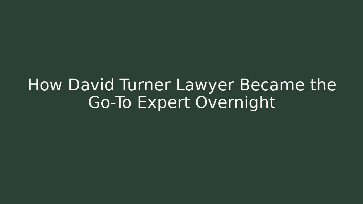 How David Turner Lawyer Became the Go-To Expert Overnight
