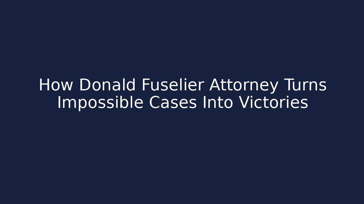 How Donald Fuselier Attorney Turns Impossible Cases Into Victories
