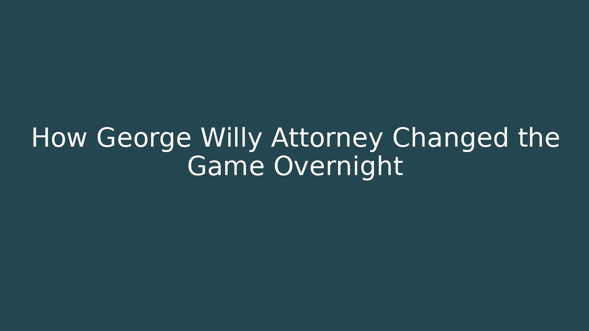 How George Willy Attorney Changed the Game Overnight