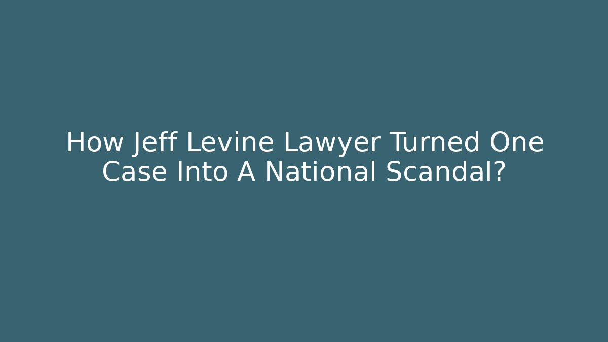 How Jeff Levine Lawyer Turned One Case Into A National Scandal?