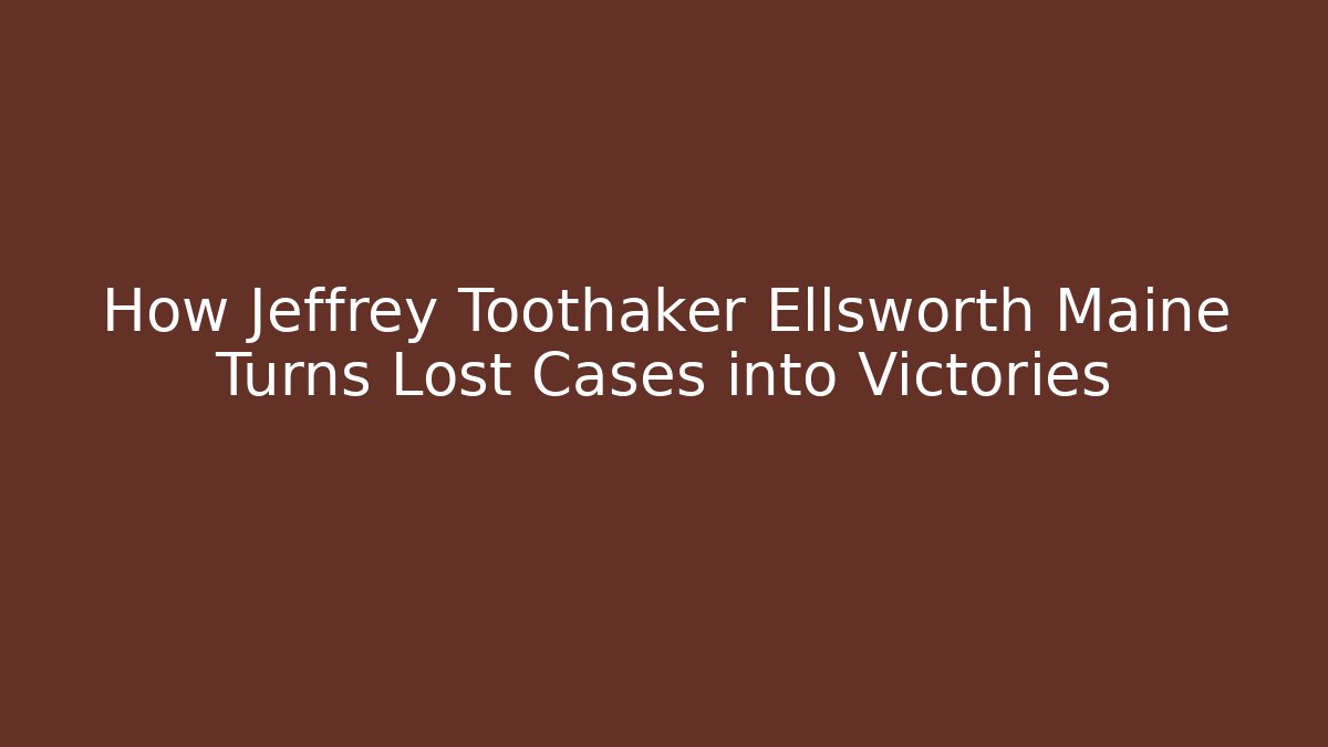 How Jeffrey Toothaker Ellsworth Maine Turns Lost Cases into Victories