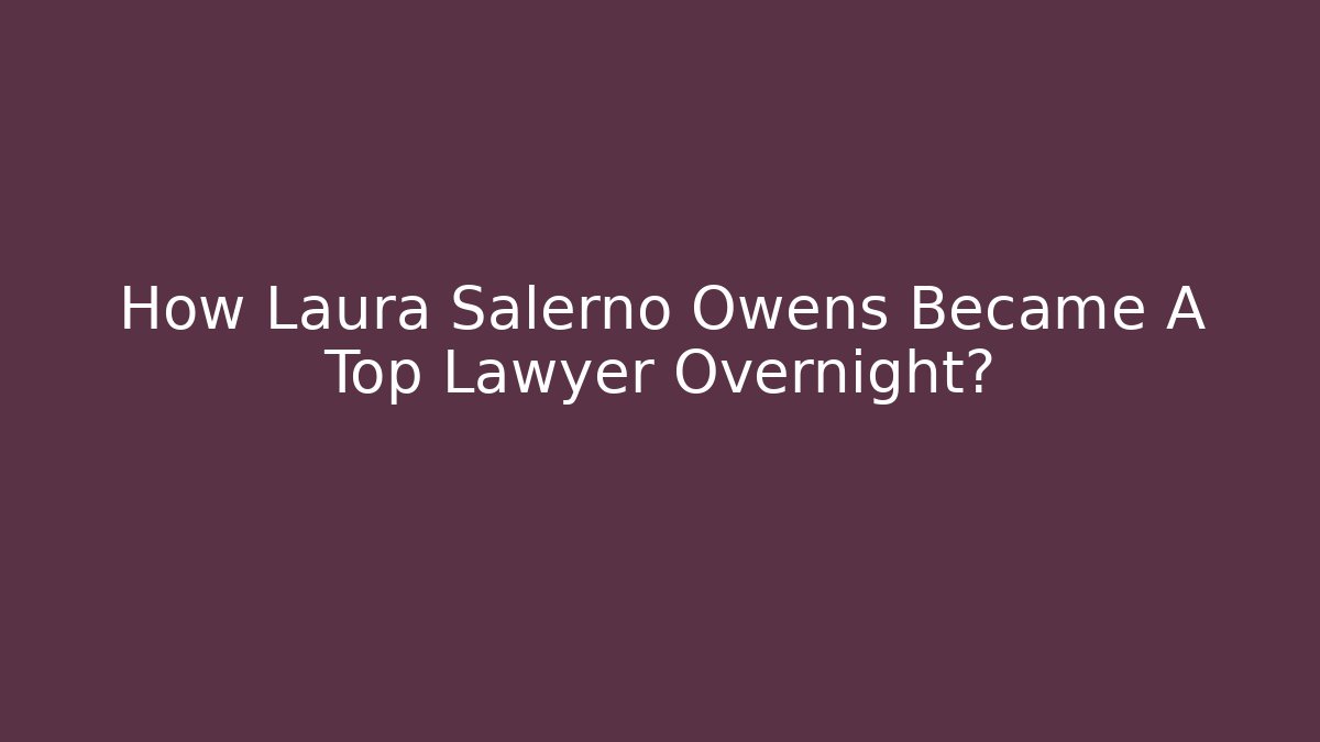 How Laura Salerno Owens Became A Top Lawyer Overnight?