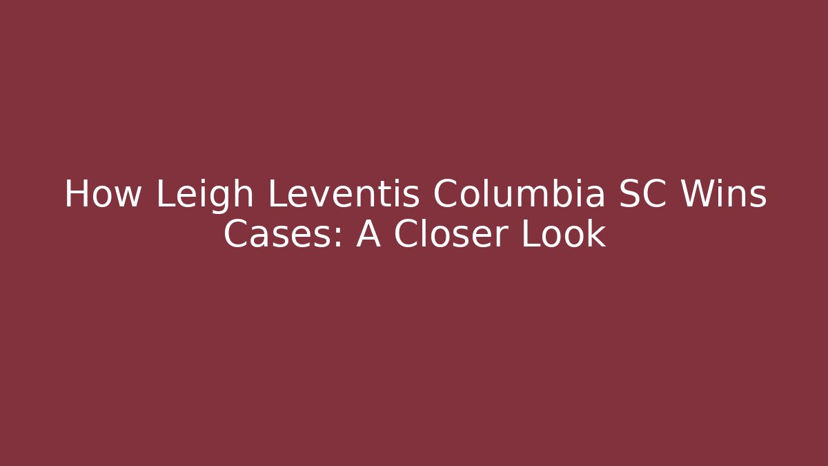 How Leigh Leventis Columbia SC Wins Cases: A Closer Look