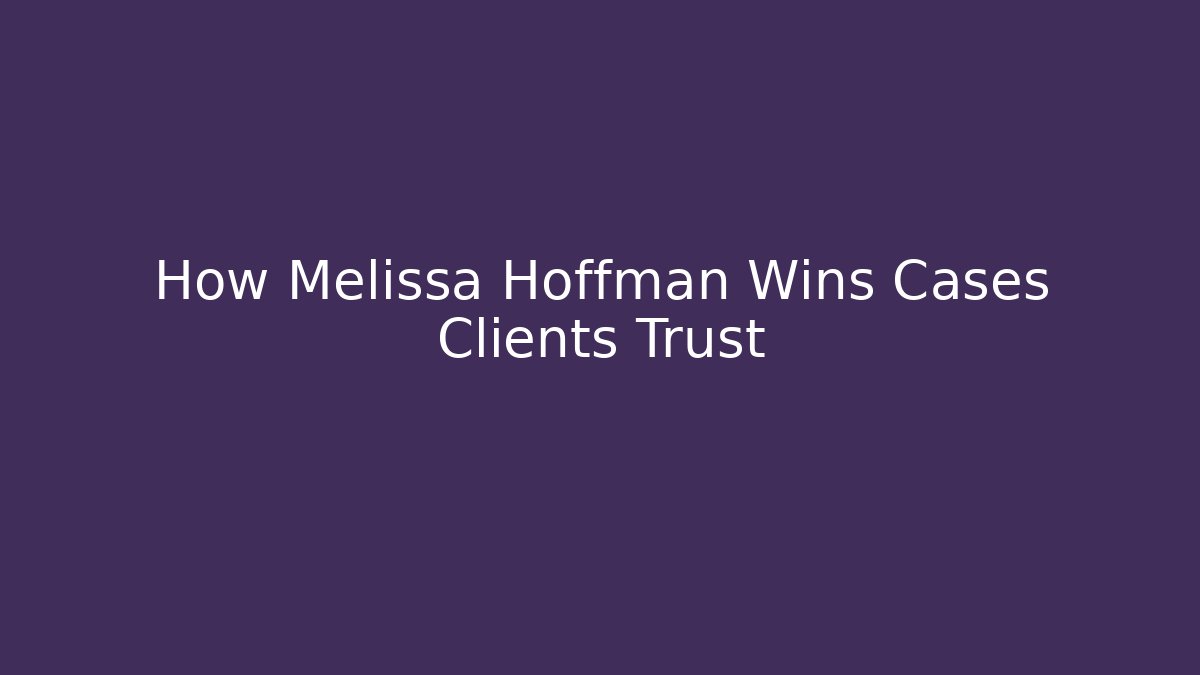 How Melissa Hoffman Wins Cases Clients Trust