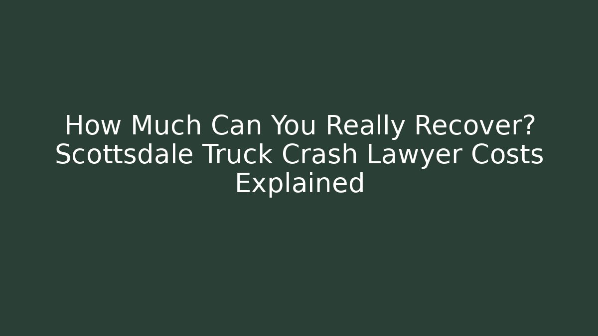 How Much Can You Really Recover? Scottsdale Truck Crash Lawyer Costs Explained