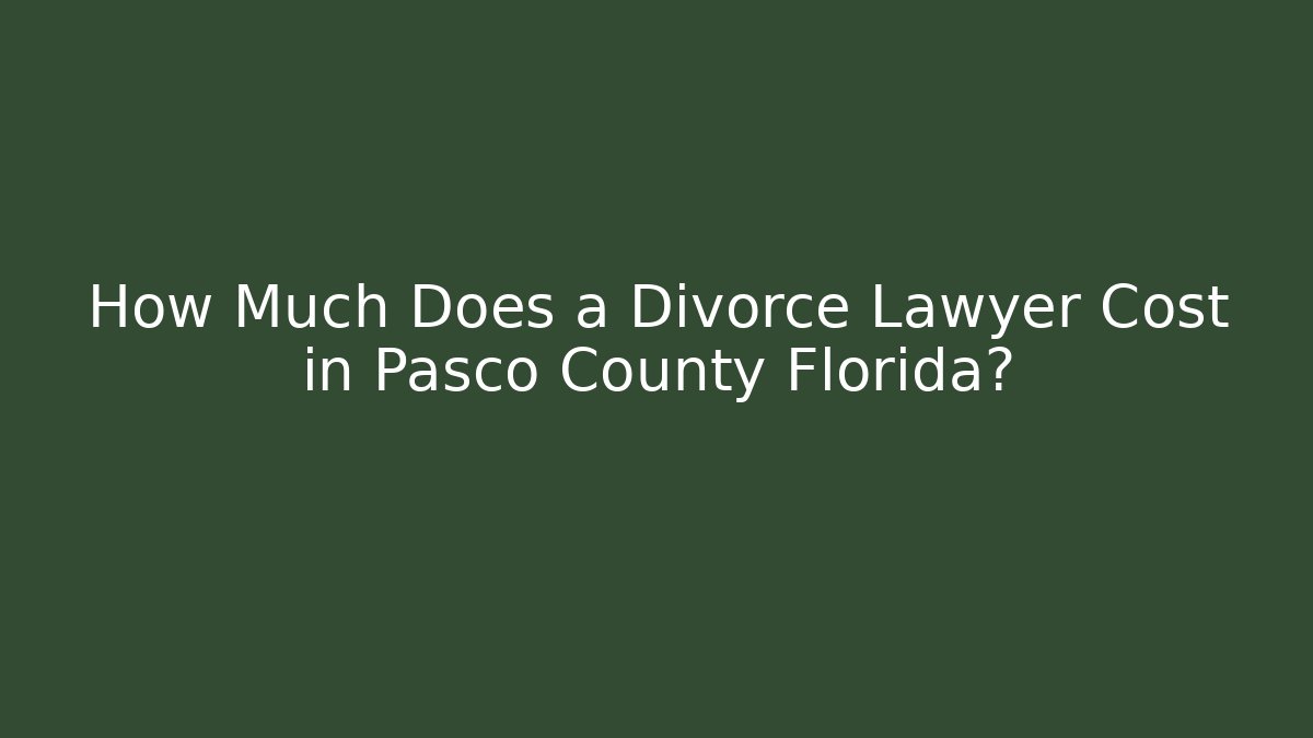 How Much Does a Divorce Lawyer Cost in Pasco County Florida? - WealthxGroup