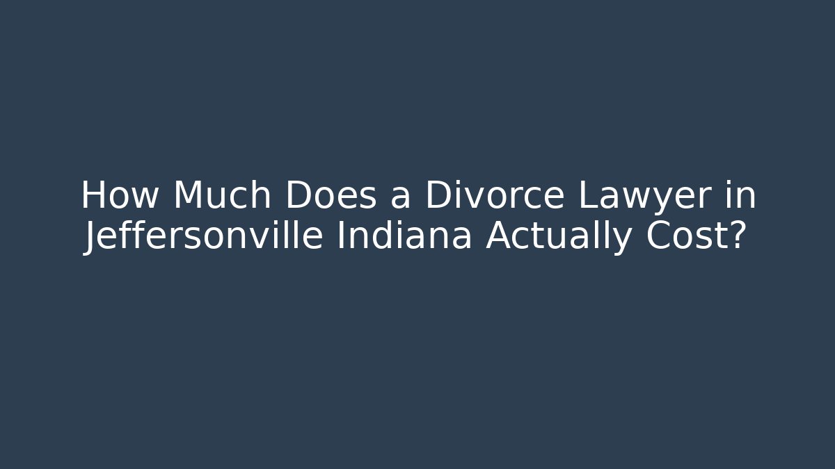 How Much Does a Divorce Lawyer in Jeffersonville Indiana Actually Cost?