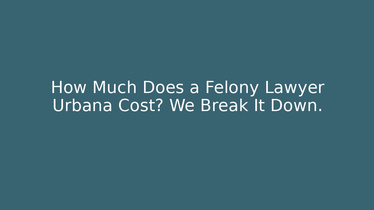 How Much Does a Felony Lawyer Urbana Cost? We Break It Down.
