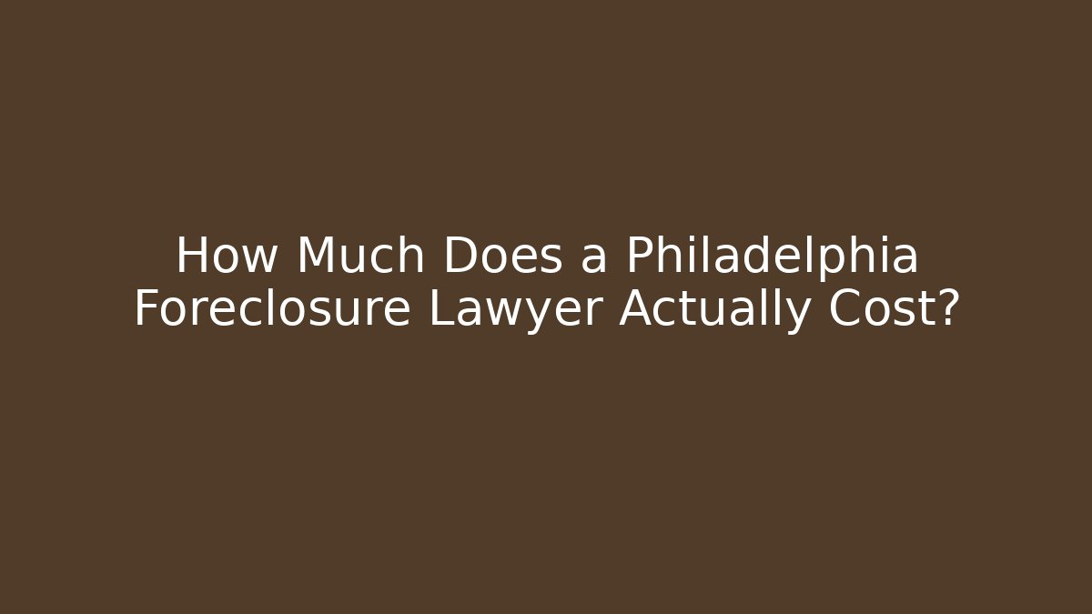 How Much Does a Philadelphia Foreclosure Lawyer Actually Cost?