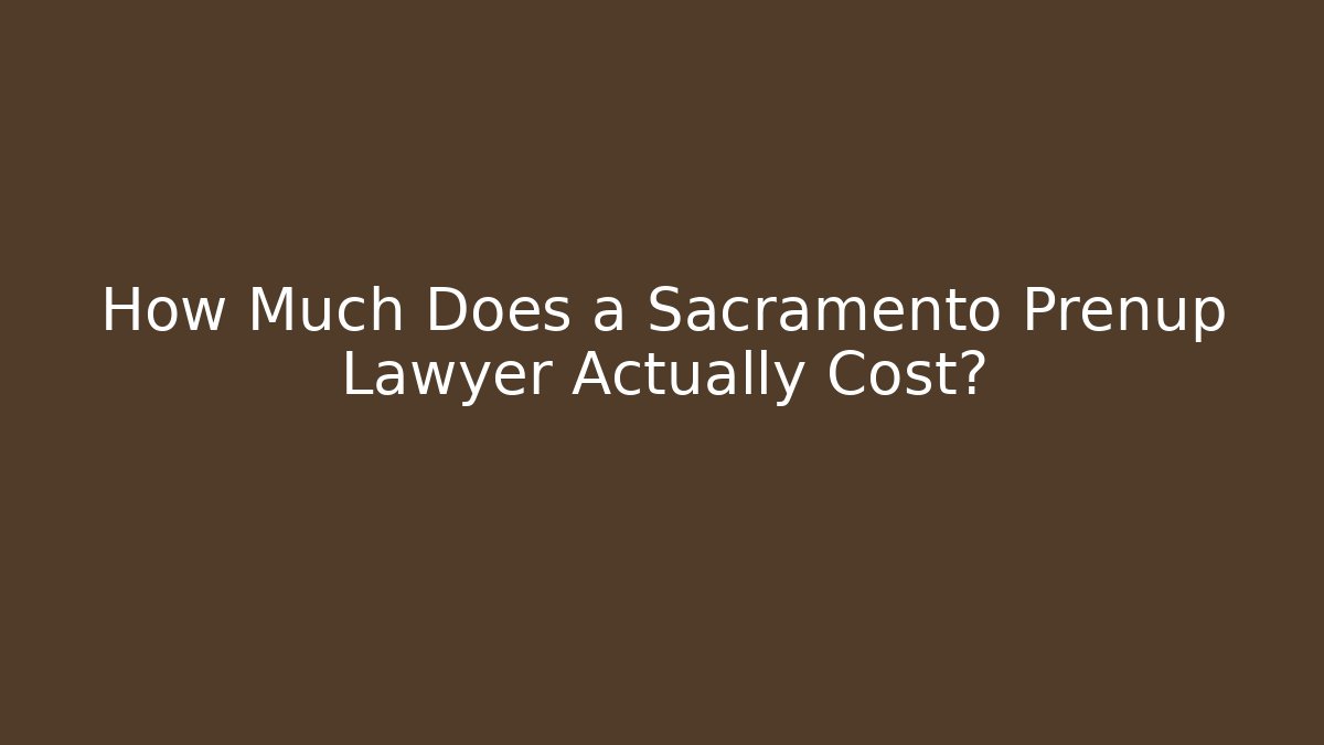 How Much Does a Sacramento Prenup Lawyer Actually Cost?