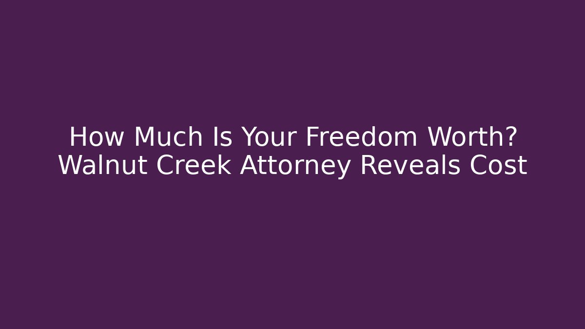 How Much Is Your Freedom Worth? Walnut Creek Attorney Reveals Cost