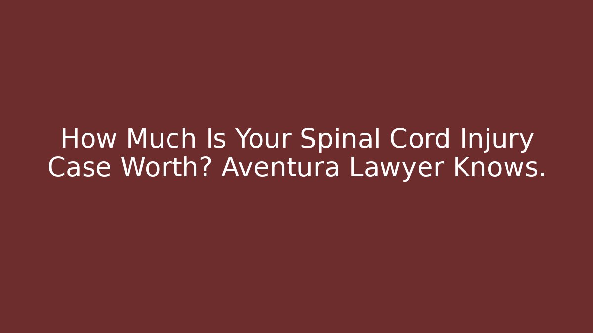 How Much Is Your Spinal Cord Injury Case Worth? Aventura Lawyer Knows.