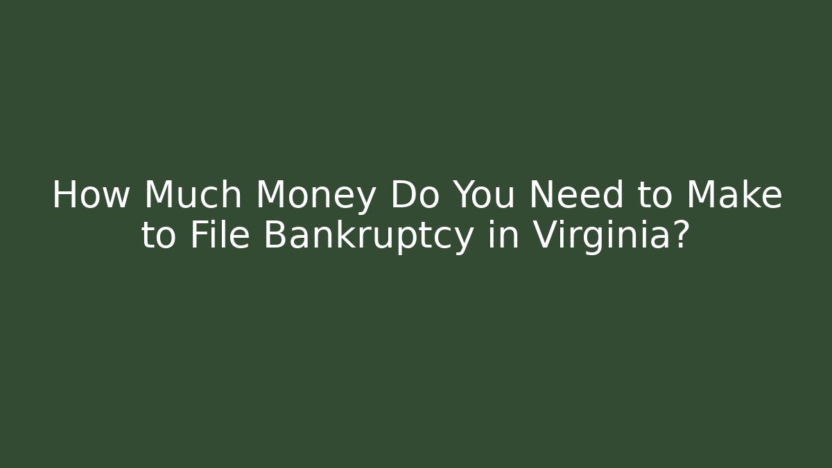 How Much Money Do You Need to Make to File Bankruptcy in Virginia?