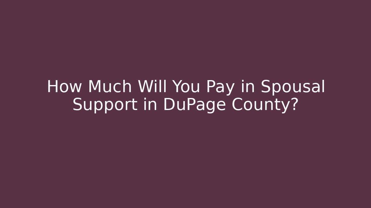 How Much Will You Pay in Spousal Support in DuPage County? - WealthxGroup