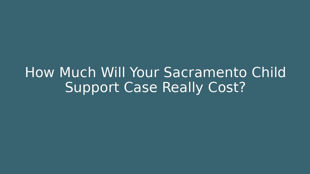How Much Will Your Sacramento Child Support Case Really Cost?