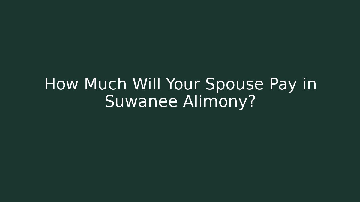 How Much Will Your Spouse Pay in Suwanee Alimony?