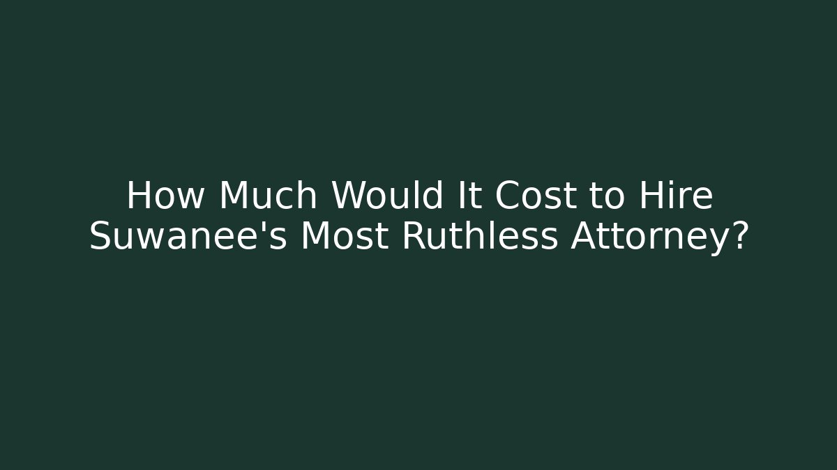 How Much Would It Cost to Hire Suwanee’s Most Ruthless Attorney?