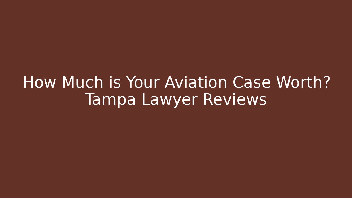 How Much is Your Aviation Case Worth? Tampa Lawyer Reviews