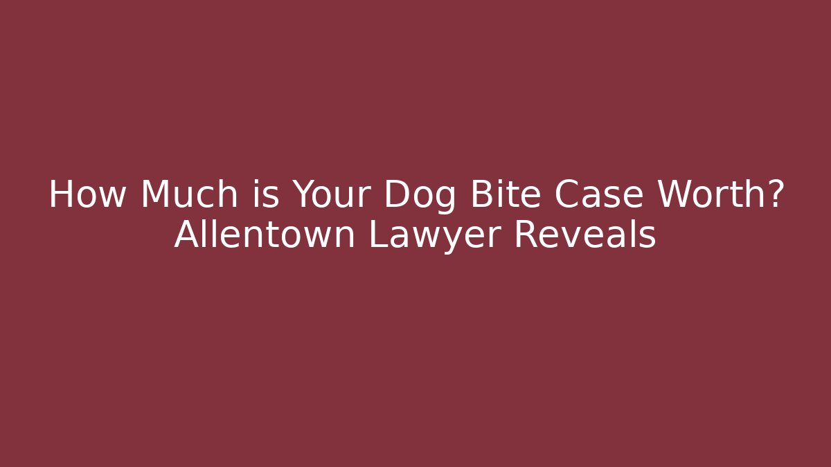 How Much is Your Dog Bite Case Worth? Allentown Lawyer Reveals